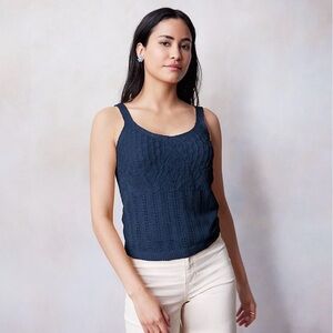 LC Lauren Conrad V‑Neck Pointelle Tank – Navy – M NWT